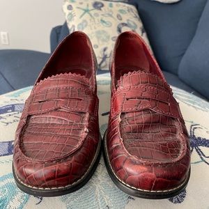 Franco Sarto Penny Loafers. Size 7.5. Used. Snakeskin Embossed. Merlot color.